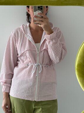 Solid & Striped Pink Gingham Wind Breaker Jacket Size XS (Fits up to large)